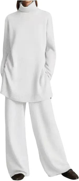 Canbebig Fall Sets Women 2 Piece Outfits Turtleneck Knitted Pullover Top and Wide Leg Pants Sets Lounge Sweatsuits Sets