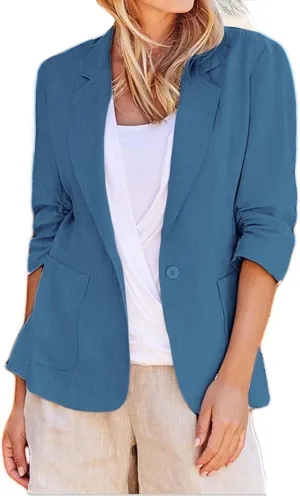 Casual Blazer for Women Tweed Ladies Coat Long Sleeve Work Vintage Jackets Pluse Size With Pockets Cardigan