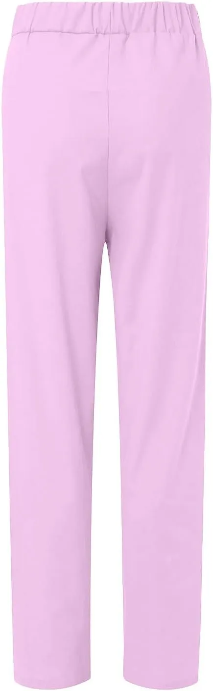 Cotton Linen Long Sets Women 2 Piece Outfits Long Sleeve High Low Tunic Tops Oversized and Wide Leg Pants Loungewear