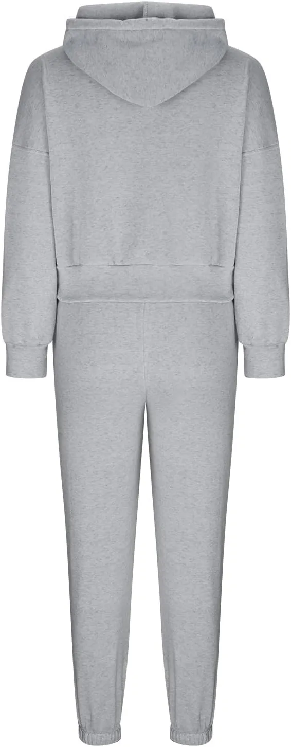 Cropped Hoodies and Jogger Pants Set Women 2 Piece Fleece Lined Fall Outfits Trendy Tracksuits Comfy Sweatsuits