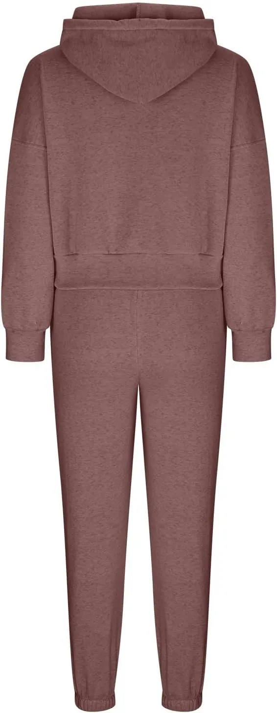 Cropped Hoodies and Jogger Pants Set Women 2 Piece Fleece Lined Fall Outfits Trendy Tracksuits Comfy Sweatsuits