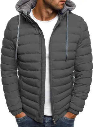 Dgoopd Puffer Jacket Men Lightweight Winter Down Coat Packable Quilted Puffer Jacket Zip up Warm Outerwear Hooded Padded Coat