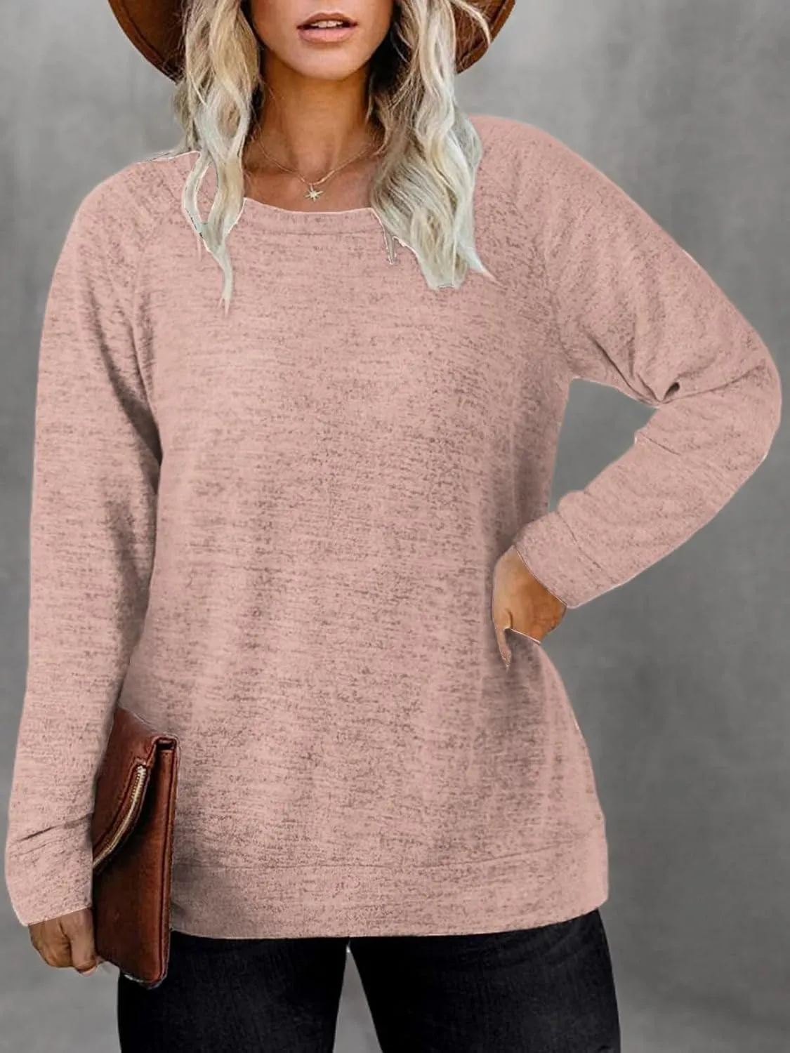 DOLNINE Women's-Plus-Size-Sweatshirts Long Sleeve Tops Crewneck Shirts Casual Tunics XL-4XL