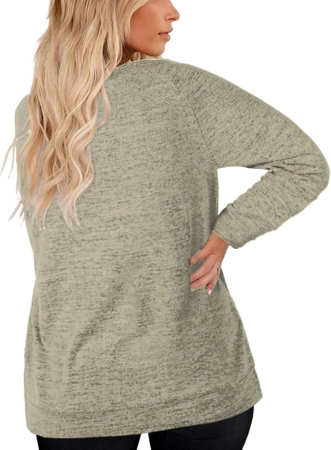 DOLNINE Women's-Plus-Size-Sweatshirts Long Sleeve Tops Crewneck Shirts Casual Tunics XL-4XL
