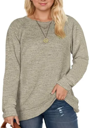DOLNINE Women's-Plus-Size-Sweatshirts Long Sleeve Tops Crewneck Shirts Casual Tunics XL-4XL
