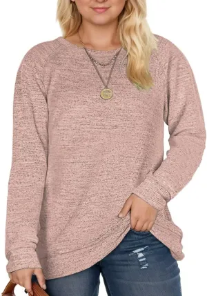 DOLNINE Women's-Plus-Size-Sweatshirts Long Sleeve Tops Crewneck Shirts Casual Tunics XL-4XL