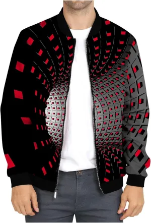 DuDubaby Autumn and Winter Men's Printed Thin Jackets Men's Casual Versatile Printed Jackets
