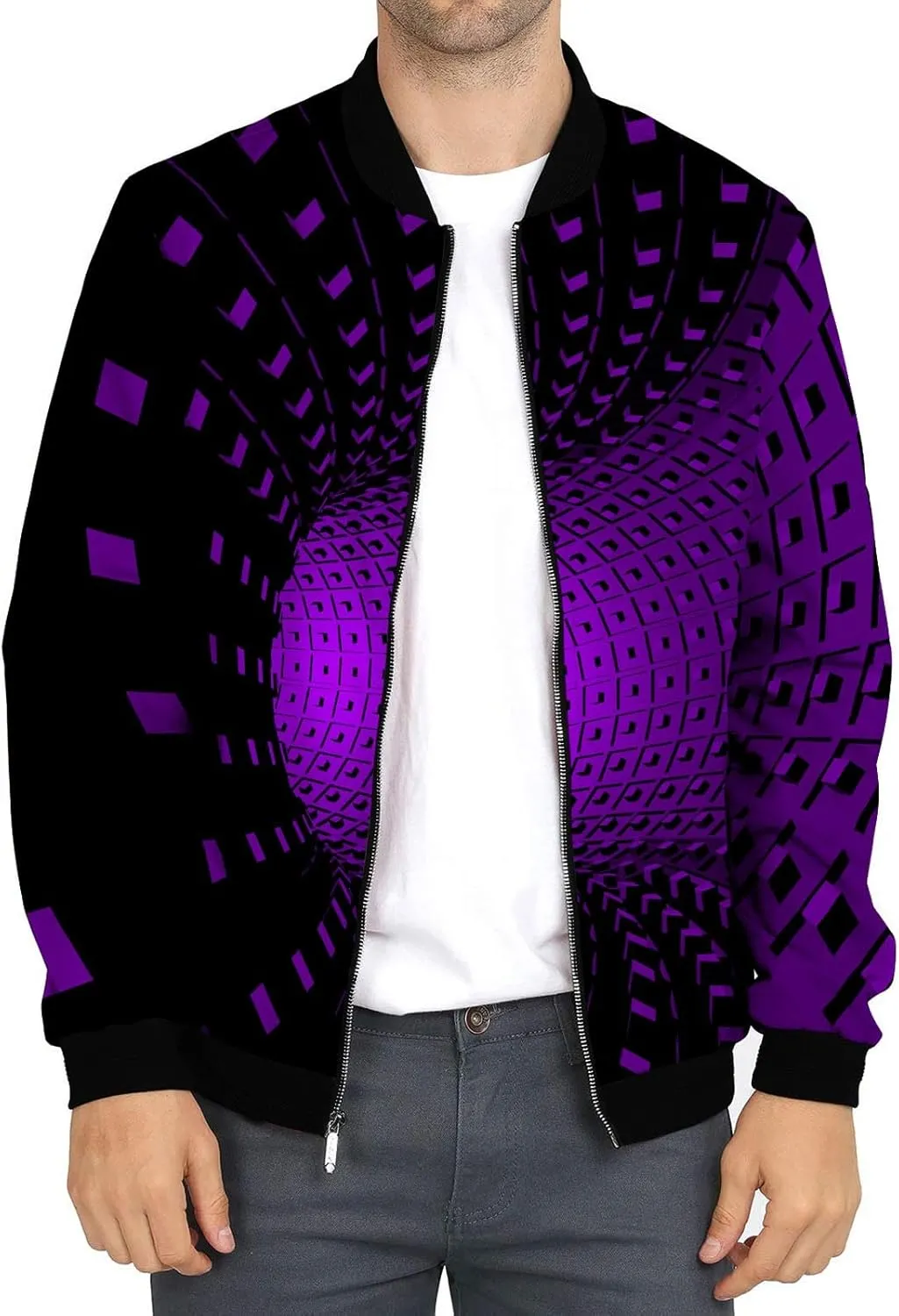 DuDubaby Autumn and Winter Men's Printed Thin Jackets Men's Casual Versatile Printed Jackets