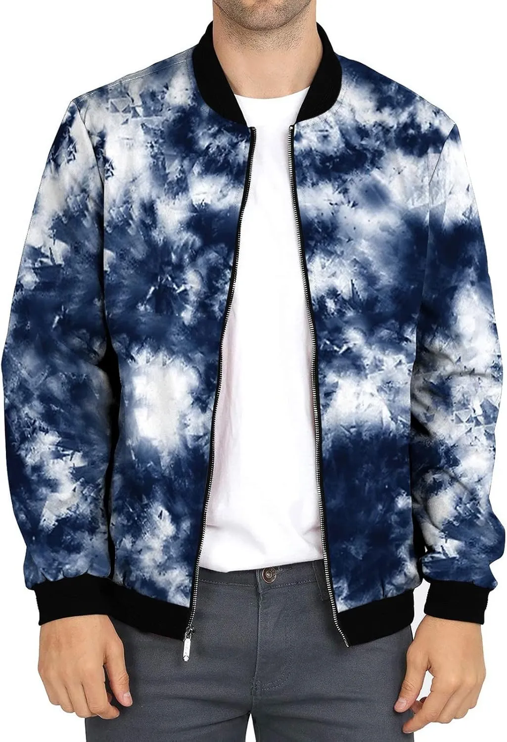 DuDubaby Autumn and Winter Men's Printed Thin Jackets Men's Casual Versatile Printed Jackets
