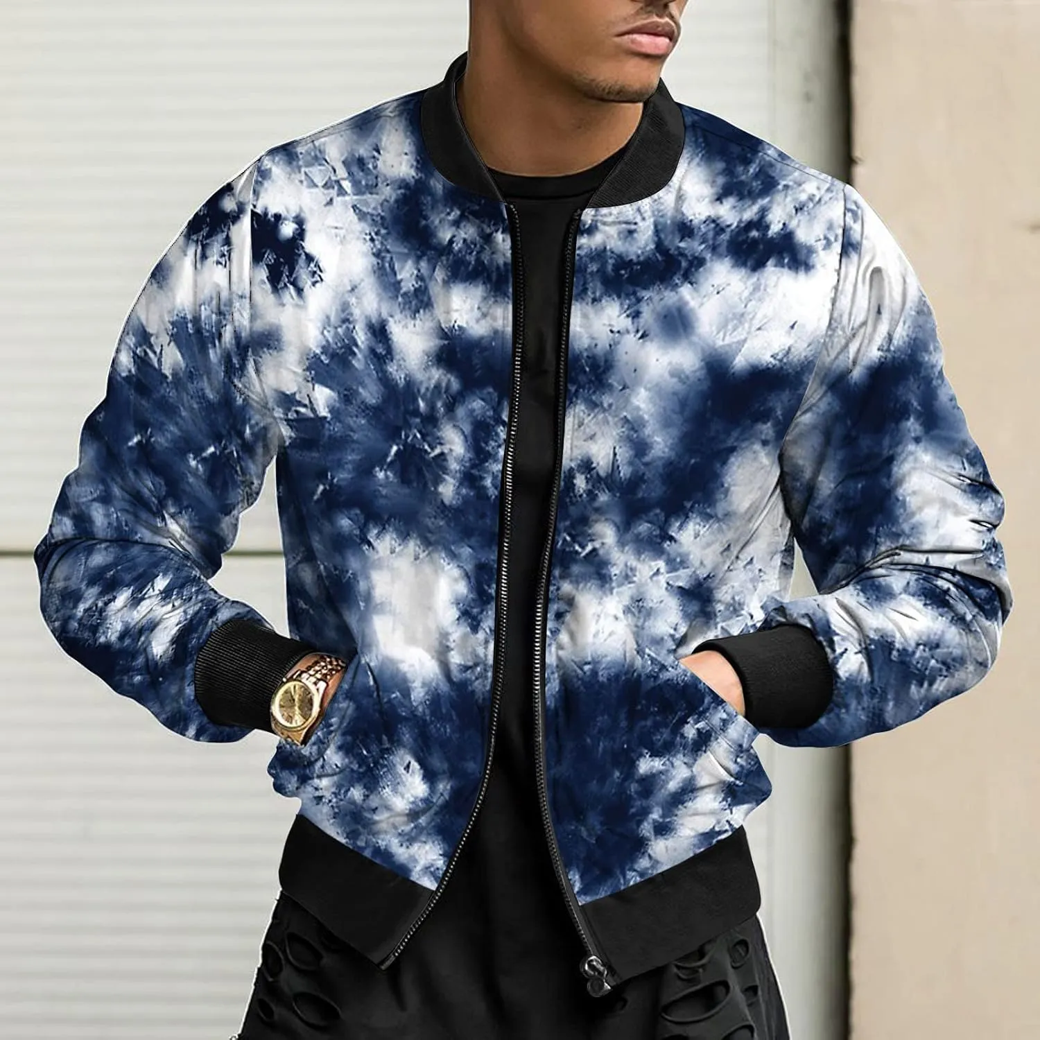DuDubaby Autumn and Winter Men's Printed Thin Jackets Men's Casual Versatile Printed Jackets