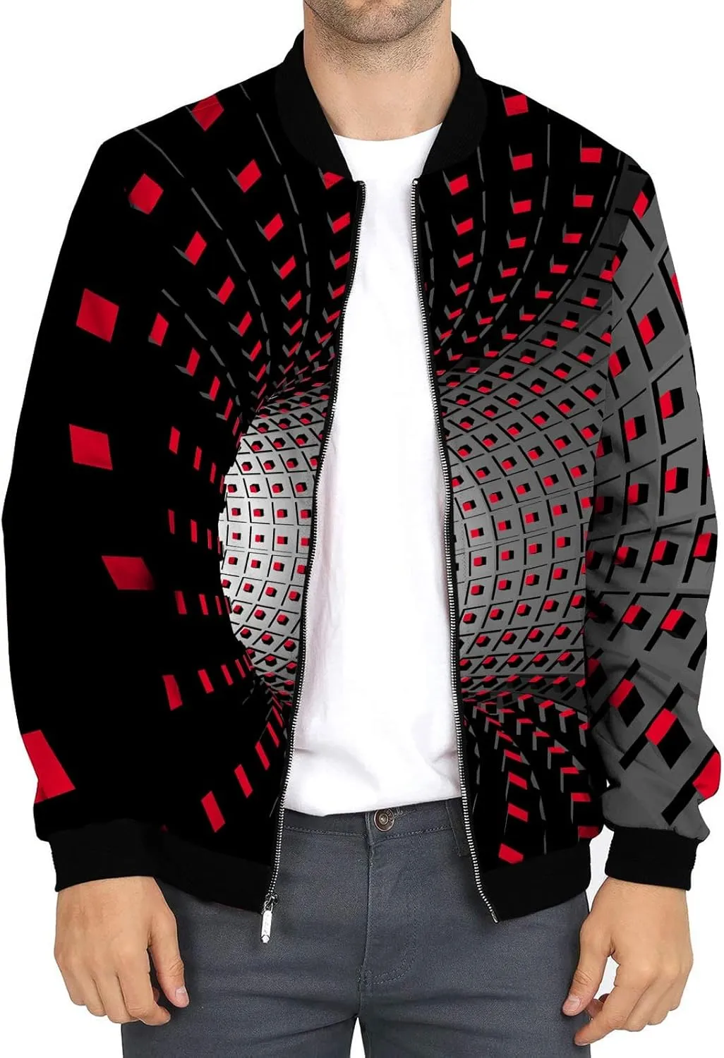 DuDubaby Autumn and Winter Men's Printed Thin Jackets Men's Casual Versatile Printed Jackets