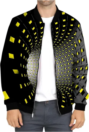 DuDubaby Autumn and Winter Men's Printed Thin Jackets Men's Casual Versatile Printed Jackets