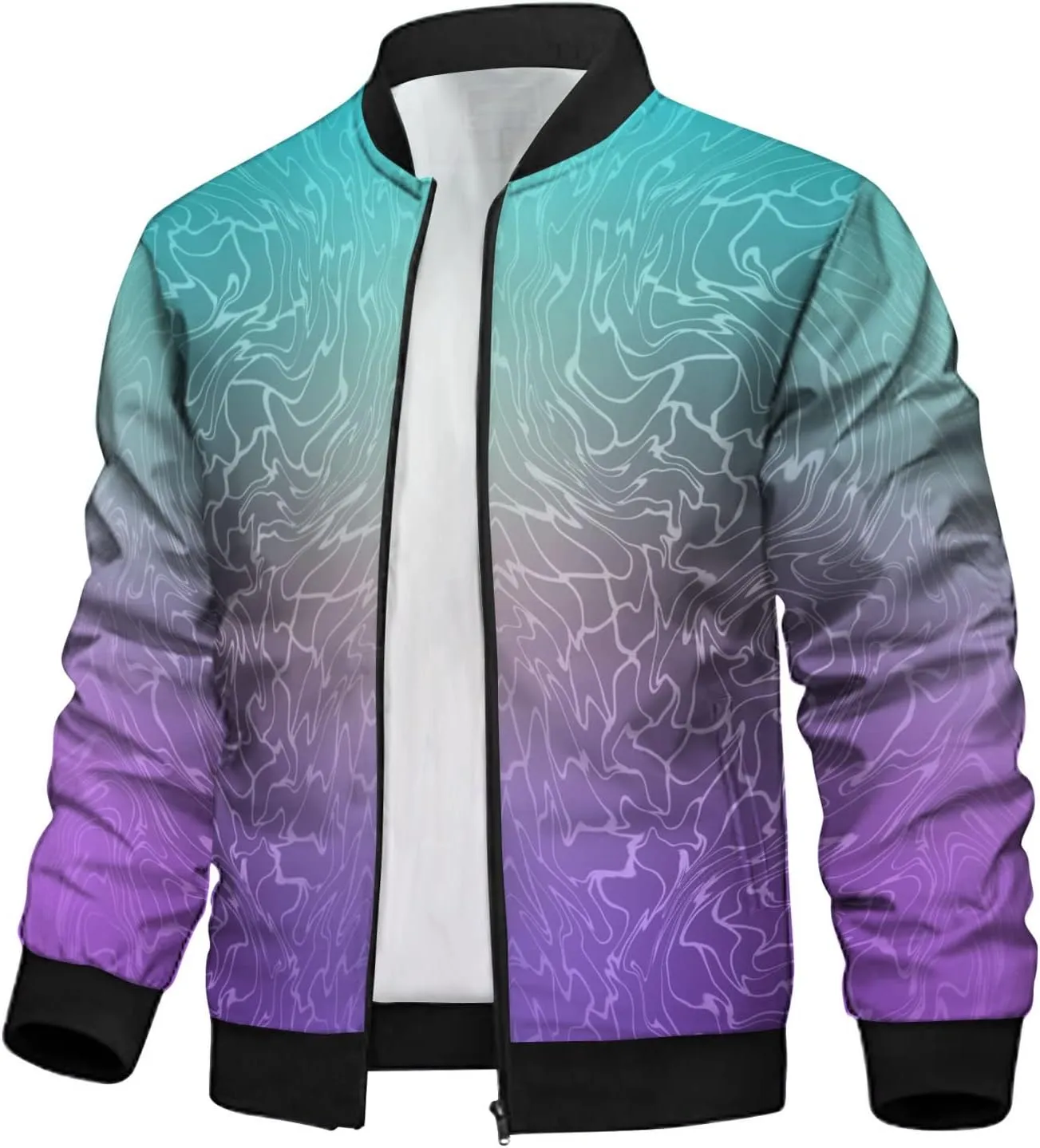 DuDubaby Autumn and Winter Men's Printed Thin Jackets Men's Casual Versatile Printed Jackets