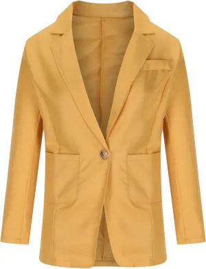 Fall Suit Jakcets Women Business Lightweight Casual Fitted Blazers Lapel Single Button Office Jacket with Pockets