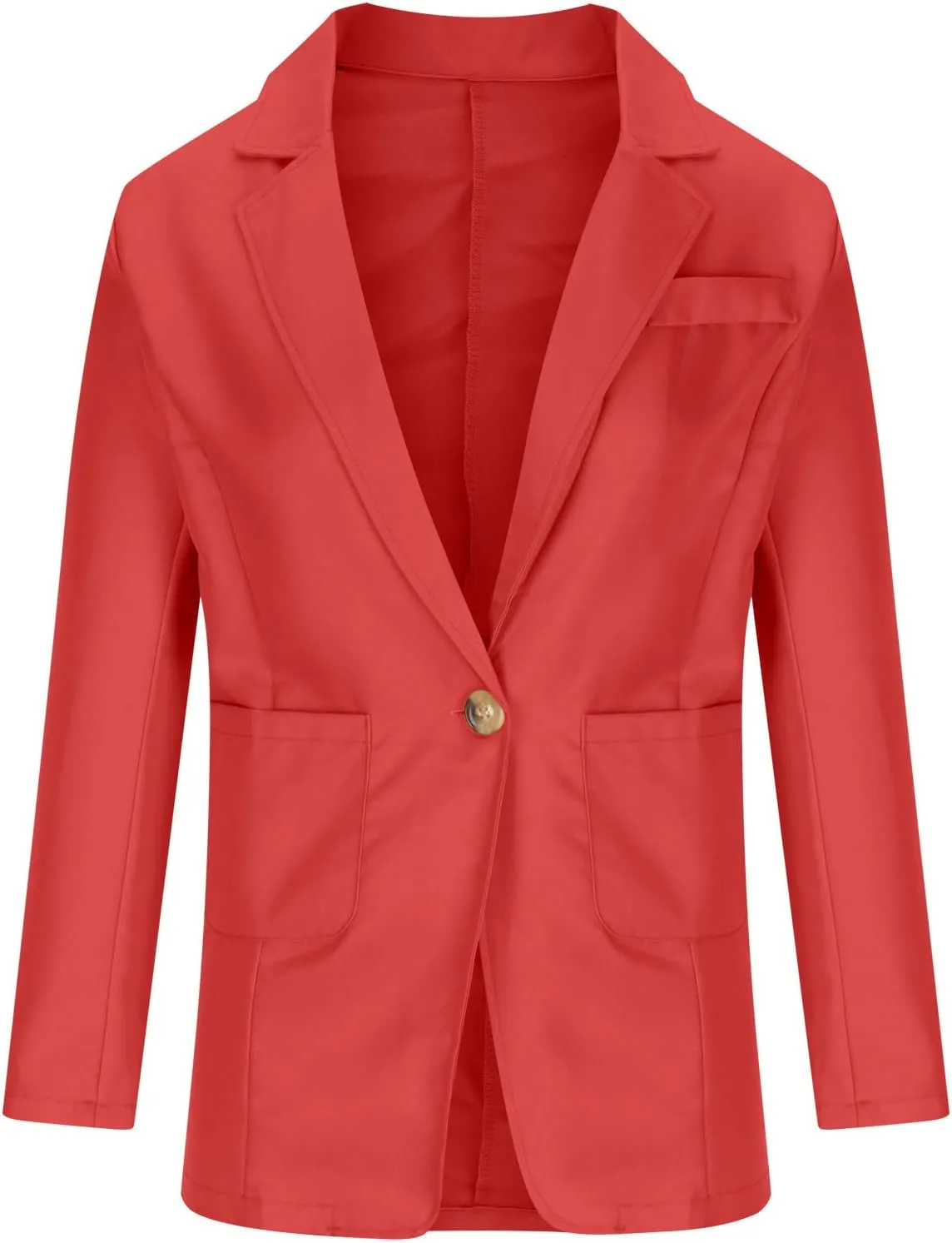 Fall Suit Jakcets Women Business Lightweight Casual Fitted Blazers Lapel Single Button Office Jacket with Pockets