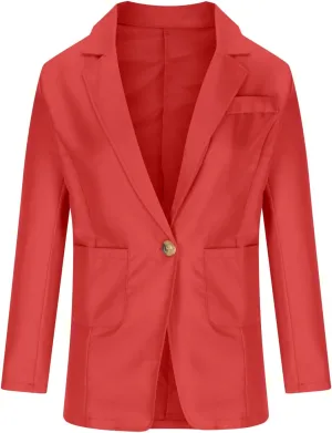Fall Suit Jakcets Women Business Lightweight Casual Fitted Blazers Lapel Single Button Office Jacket with Pockets
