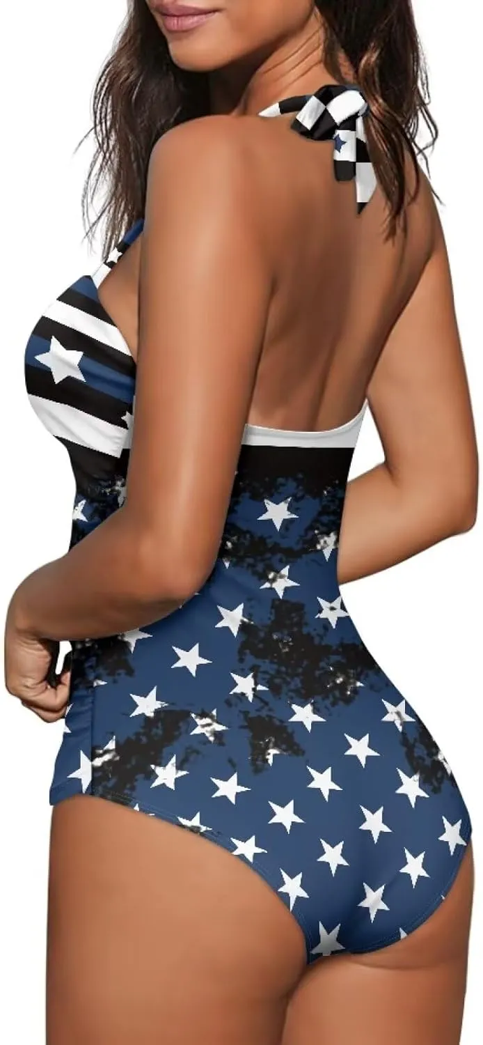 Flashideas Womens One Piece Swimsuits Bathing Suits String Tummy Control Bathing Suits