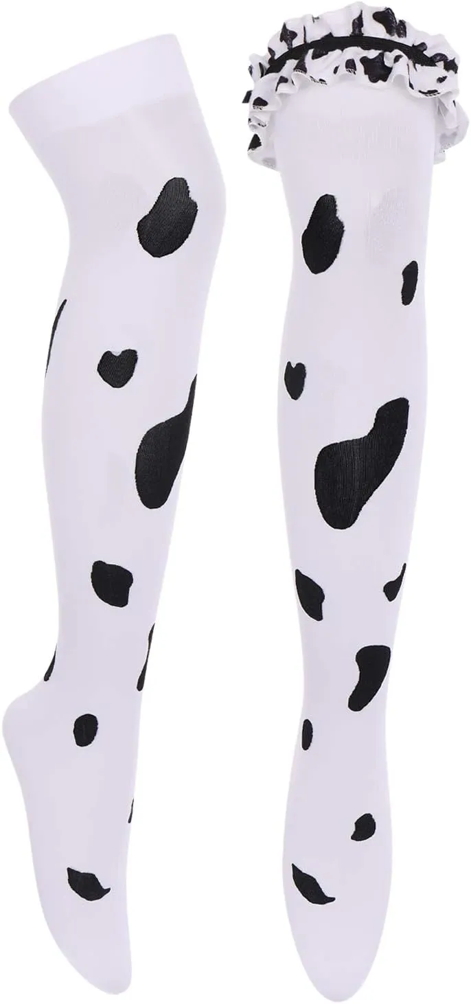 FYMNSI Women Sexy Milk Cow Lingerie Set Anime Maid Cosplay Costume Mini Bikini Bra Bodysuit with Bell Choker Stockings Outfit
