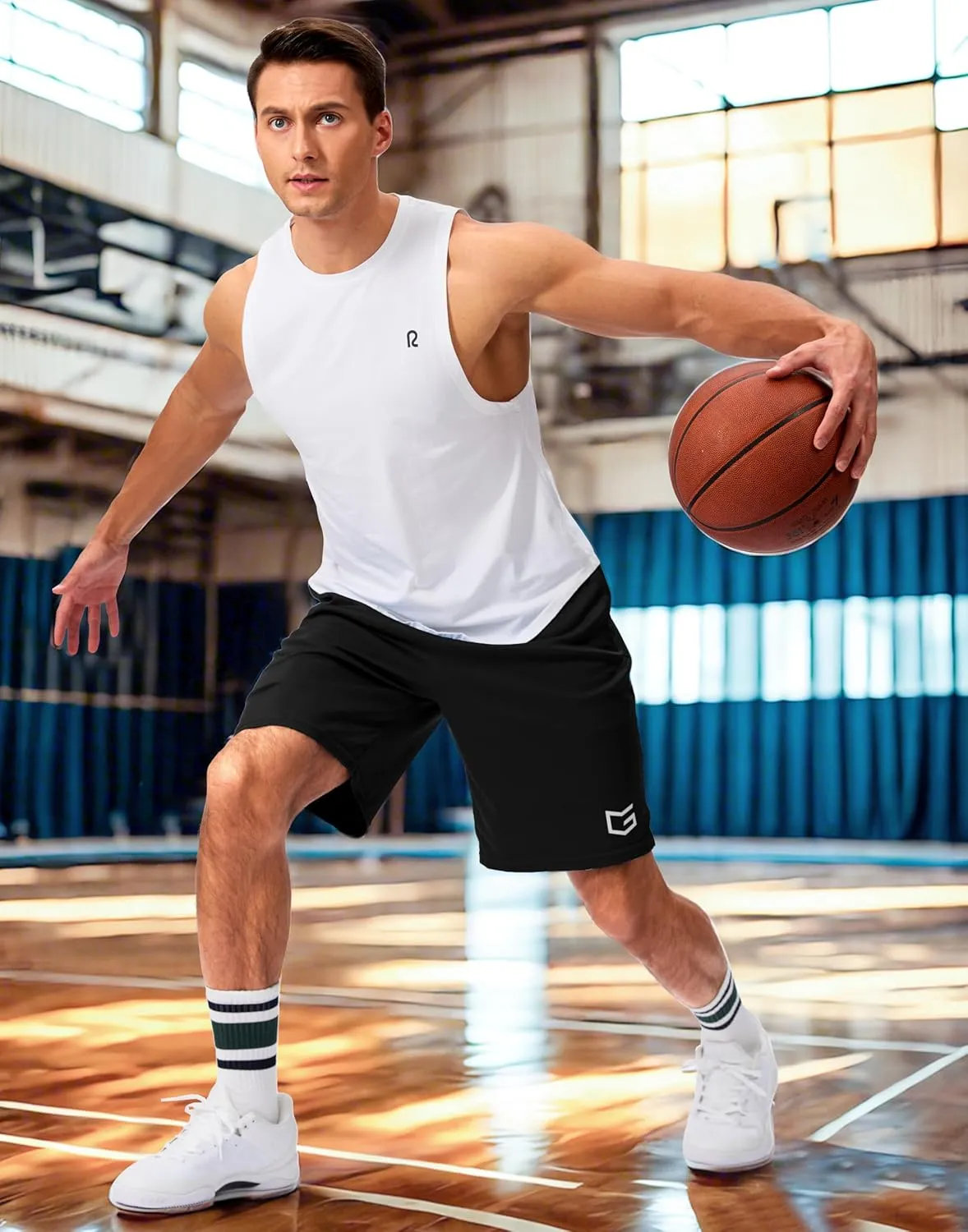 G Gradual Men's Gym Shorts 5"/7"/10" with Zipper Pockets Basketball Athletic Mesh Quick Dry Shorts for Workout Running Tennis