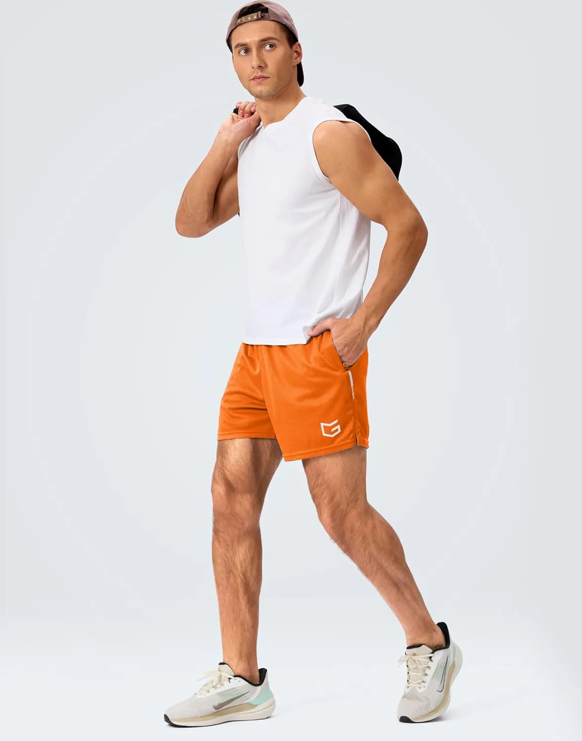 G Gradual Men's Gym Shorts 5"/7"/10" with Zipper Pockets Basketball Athletic Mesh Quick Dry Shorts for Workout Running Tennis