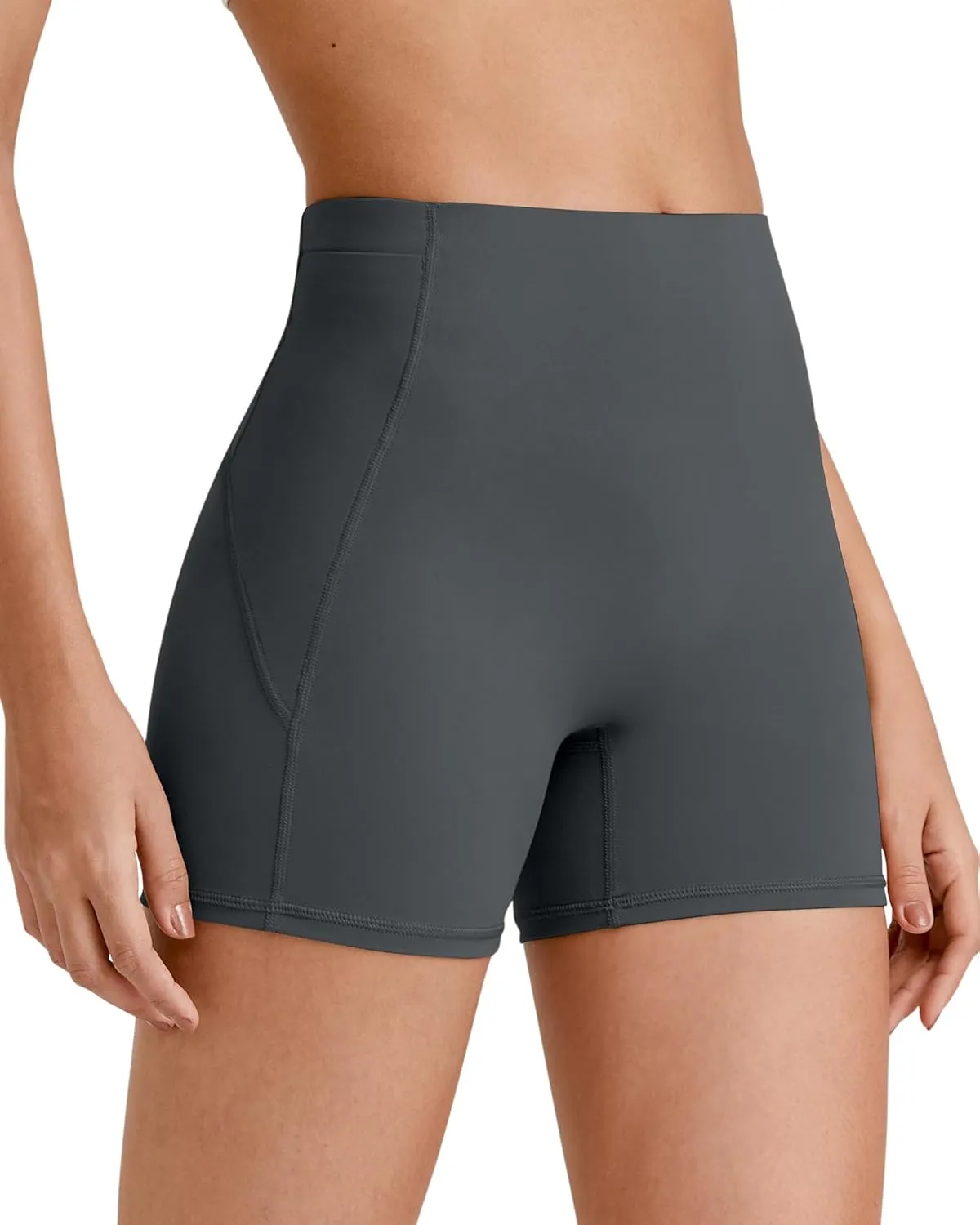 G4Free Barefeel Biker Shorts Women Tummy Control High Waisted No Front Seam Workout Gym Shorts with Pockets 4" 6" 8"