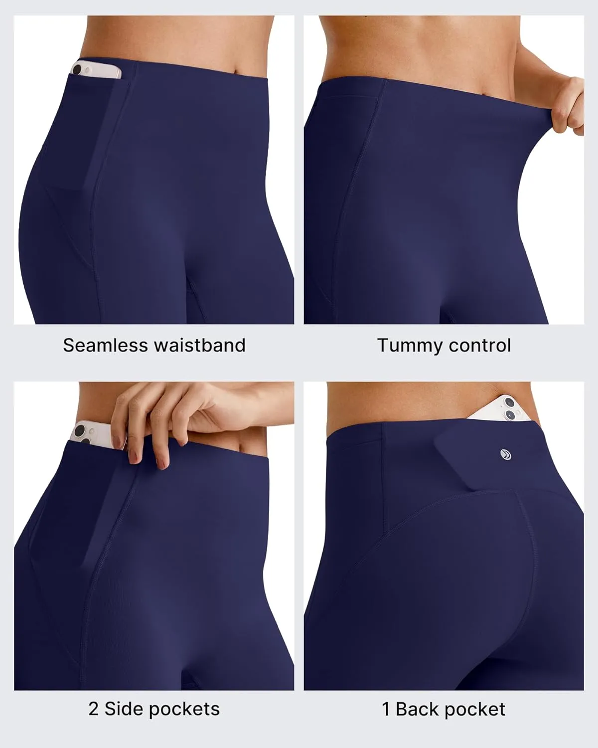 G4Free Barefeel Biker Shorts Women Tummy Control High Waisted No Front Seam Workout Gym Shorts with Pockets 4" 6" 8"