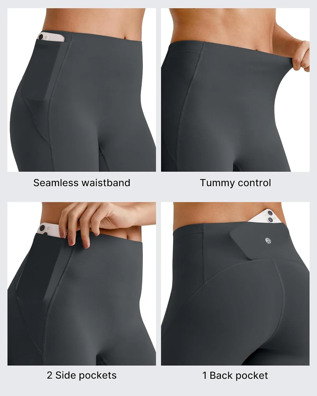 G4Free Barefeel Biker Shorts Women Tummy Control High Waisted No Front Seam Workout Gym Shorts with Pockets 4" 6" 8"