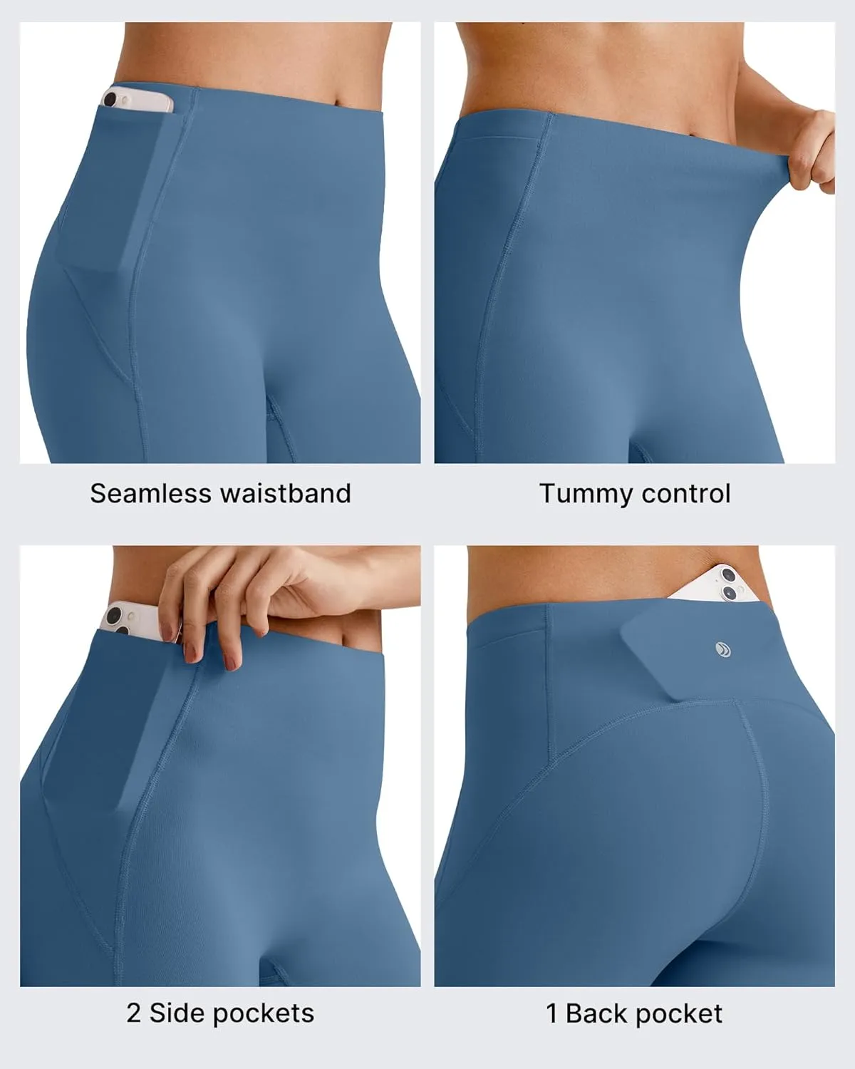 G4Free Barefeel Biker Shorts Women Tummy Control High Waisted No Front Seam Workout Gym Shorts with Pockets 4" 6" 8"