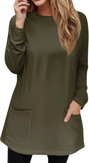 GOFULY Womens Blouses Dressy Casual Fall Tunics Tops Long Sleeve Tops Plus Size Tshirts Winter Crewneck Sweatshirts Pockets