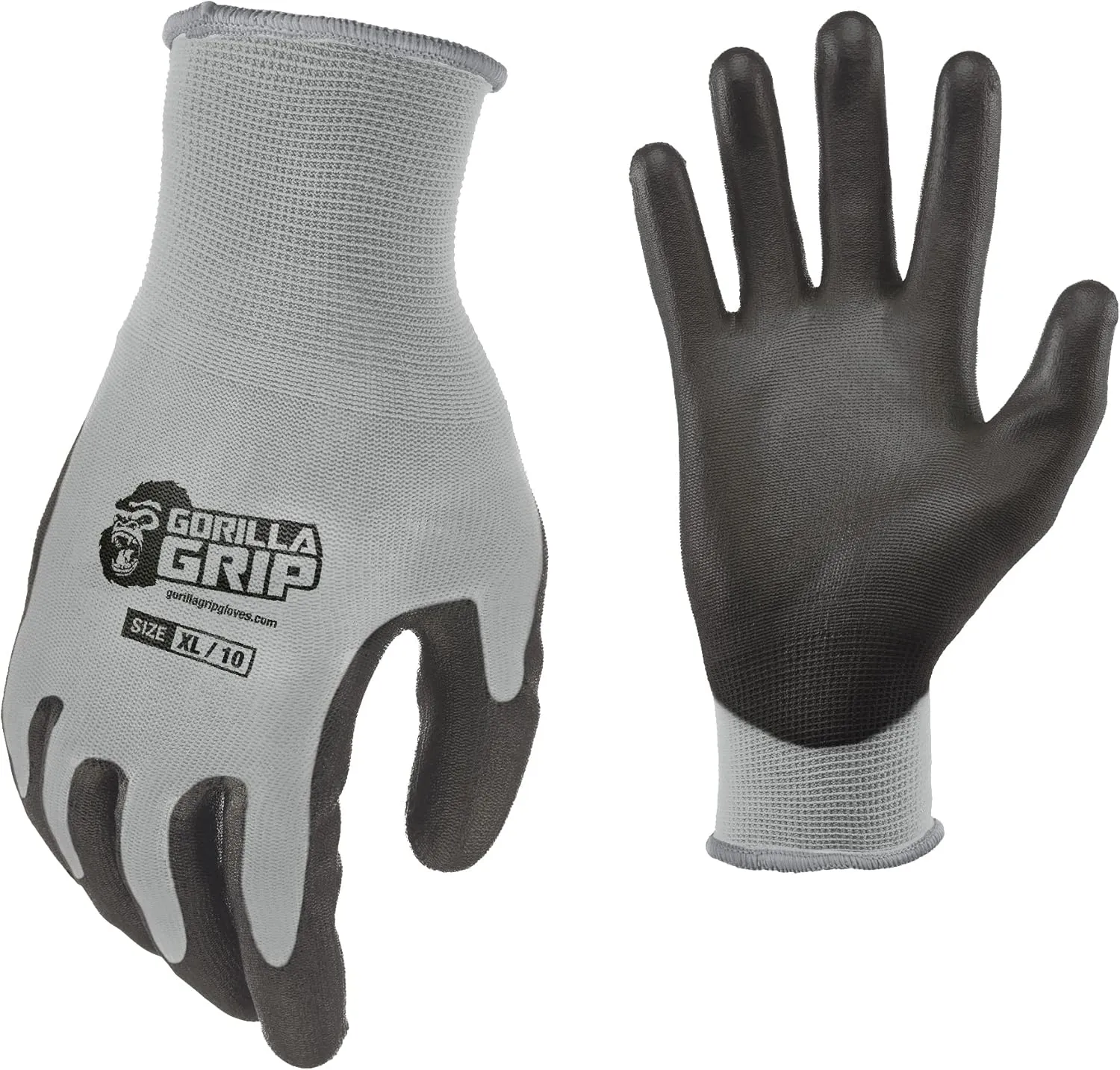 Gorilla Grip Grey Slip Resistant All Purpose Work Gloves, Size: X-Large, Pack of 25 Pairs of Gloves