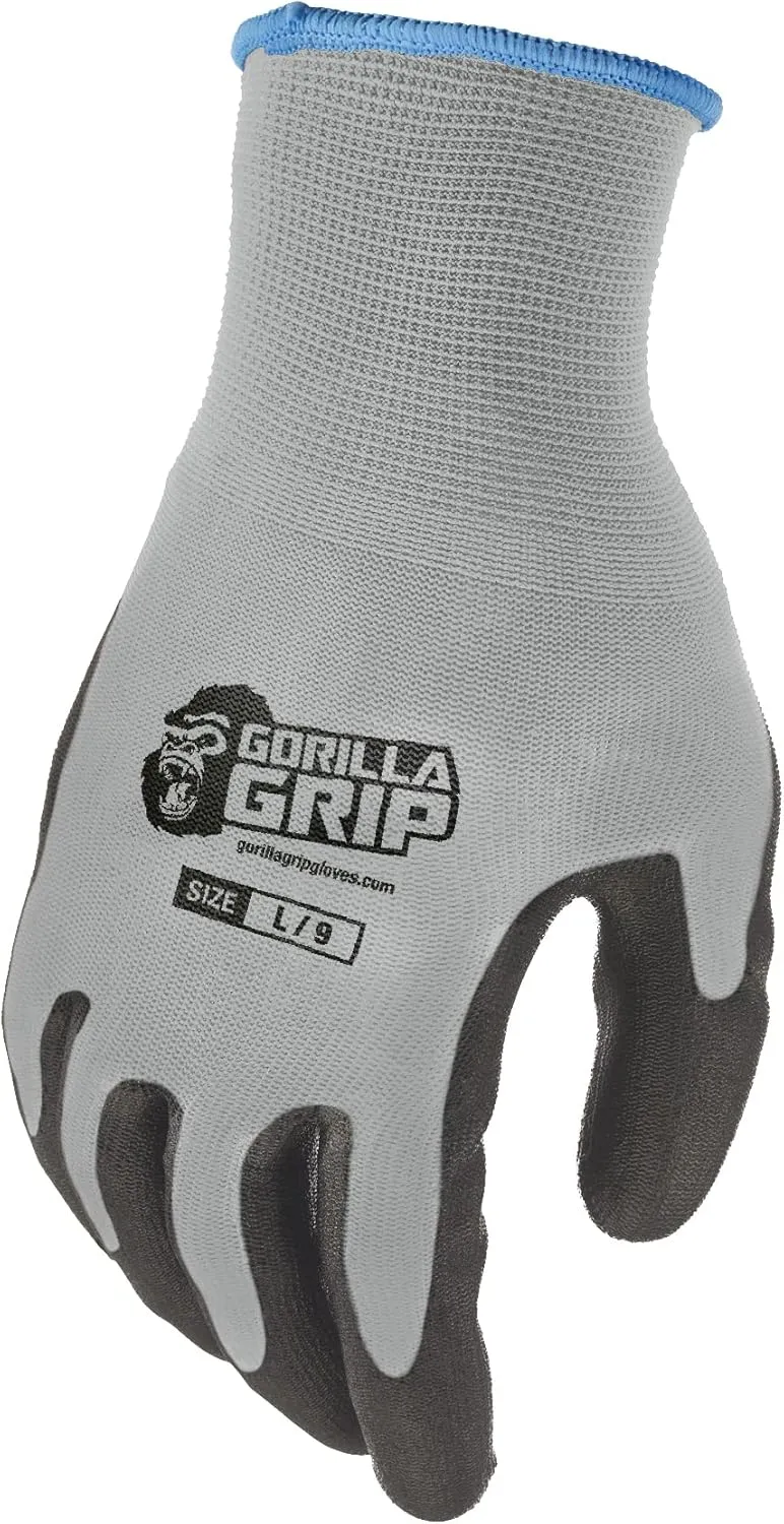 GREASE MONKEY Gorilla Grip Grey Slip Resistant All Purpose Work Gloves