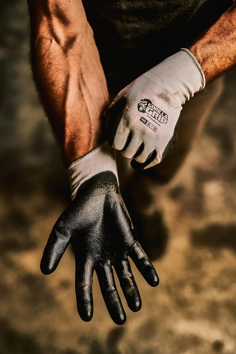 GREASE MONKEY Gorilla Grip Grey Slip Resistant All Purpose Work Gloves