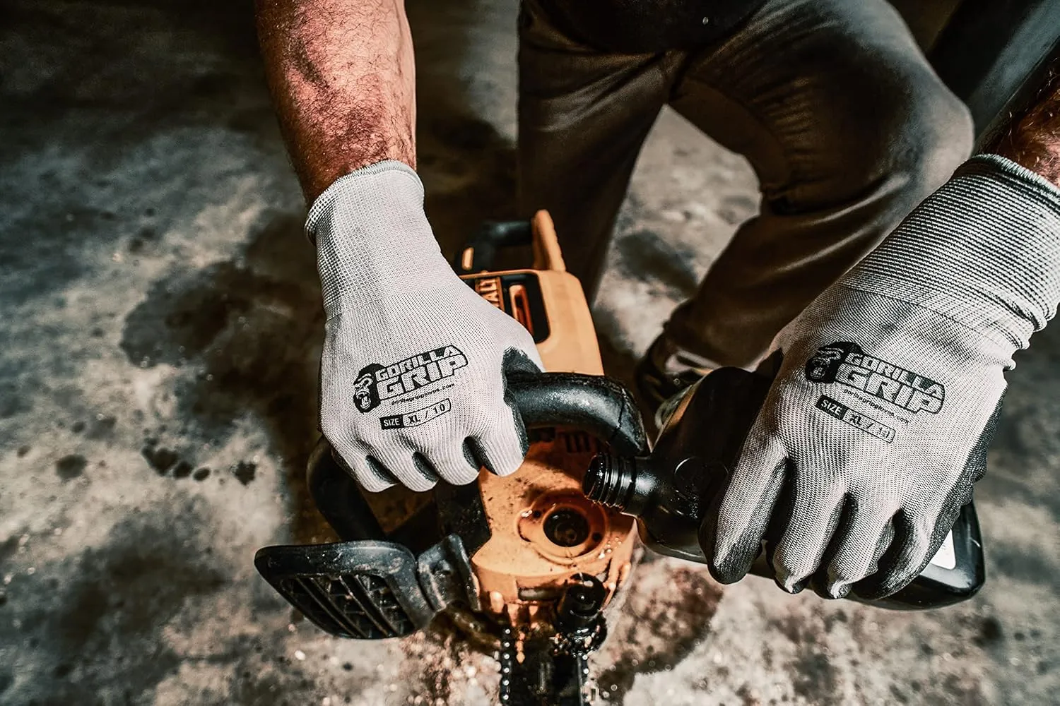 GREASE MONKEY Gorilla Grip Grey Slip Resistant All Purpose Work Gloves