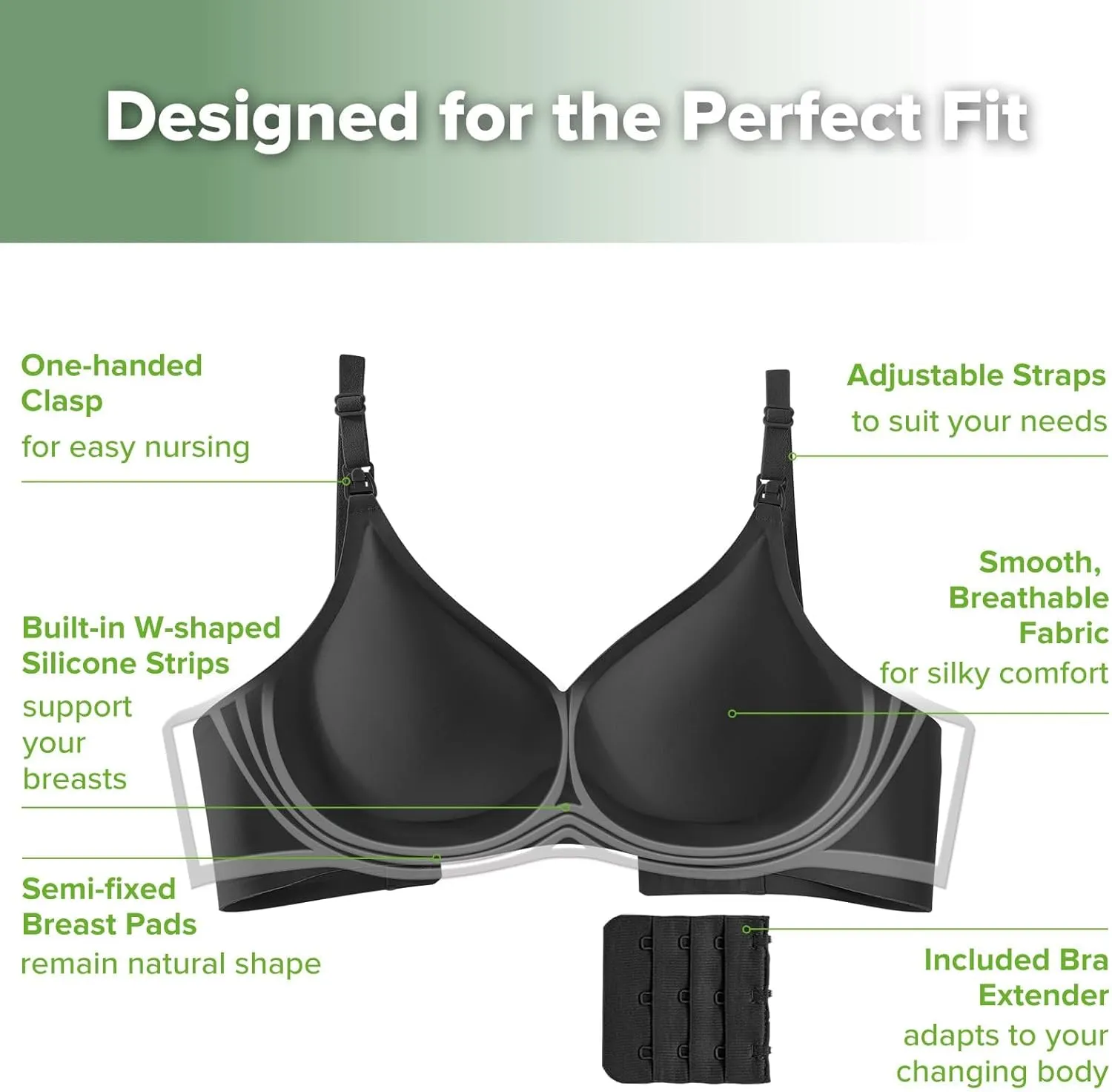 haakaa Nursing Bras for Breastfeeding, Ultra Comfort Jelly Strip“ Supportive Maternity Bras Wireless Pregnancy Bras