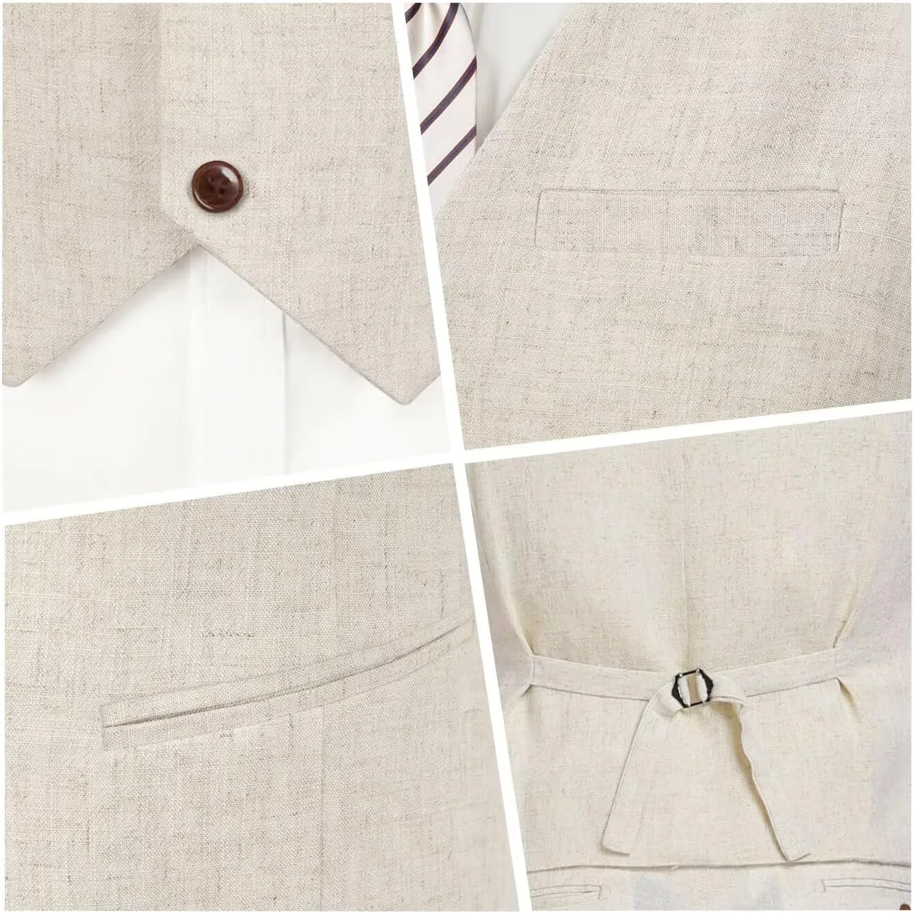 High-End Suits Casual Linen Beige Men's 2 Piece Suits Wedding Suits Slim Fit Groomsmen Tuxedos Summer Linen Vest Pant