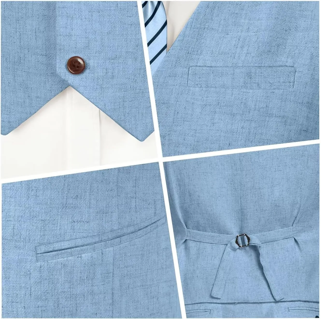 High-End Suits Casual Linen Beige Men's 2 Piece Suits Wedding Suits Slim Fit Groomsmen Tuxedos Summer Linen Vest Pant