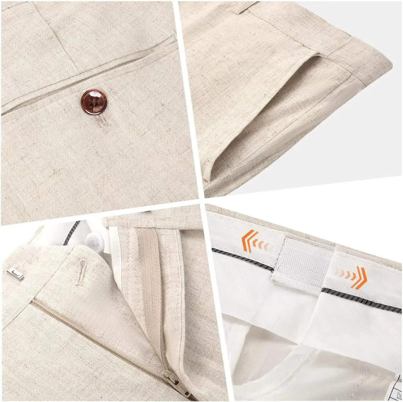 High-End Suits Casual Linen Beige Men's 2 Piece Suits Wedding Suits Slim Fit Groomsmen Tuxedos Summer Linen Vest Pant