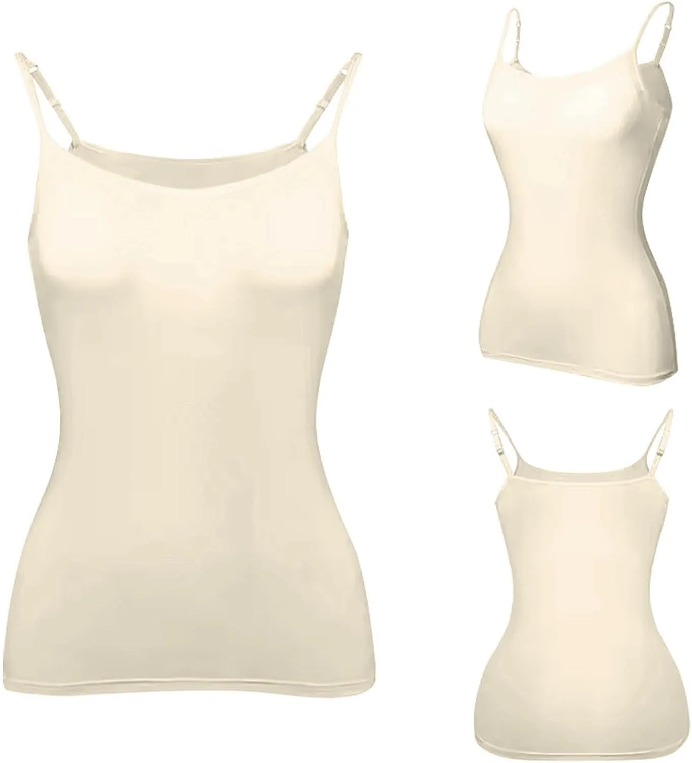 HXHYQKP Shelf Bra Camisoles Top for Women Adjustable Spaghetti Strap Tank Tops Basic Layer Camis 2&3 Pack