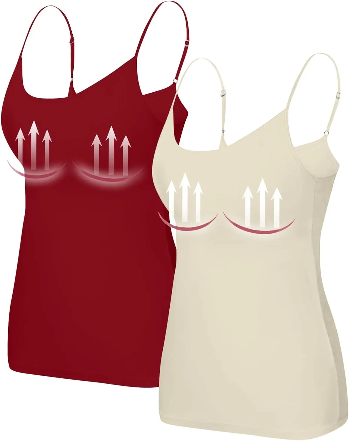 HXHYQKP Shelf Bra Camisoles Top for Women Adjustable Spaghetti Strap Tank Tops Basic Layer Camis 2&3 Pack