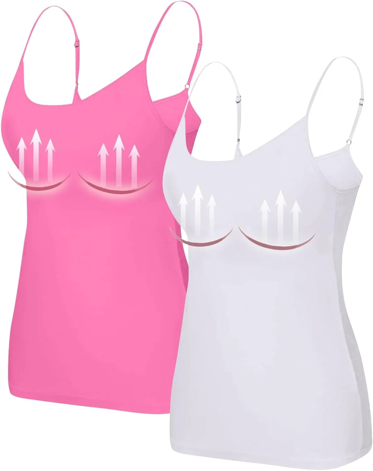 HXHYQKP Shelf Bra Camisoles Top for Women Adjustable Spaghetti Strap Tank Tops Basic Layer Camis 2&3 Pack