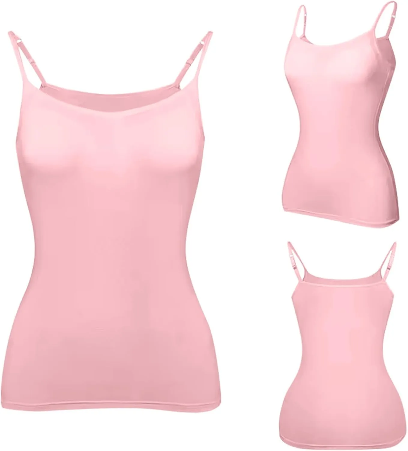 HXHYQKP Shelf Bra Camisoles Top for Women Adjustable Spaghetti Strap Tank Tops Basic Layer Camis 2&3 Pack