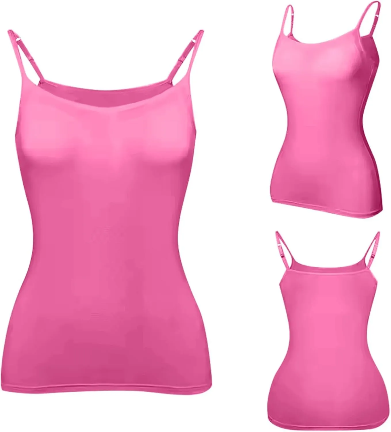 HXHYQKP Shelf Bra Camisoles Top for Women Adjustable Spaghetti Strap Tank Tops Basic Layer Camis 2&3 Pack