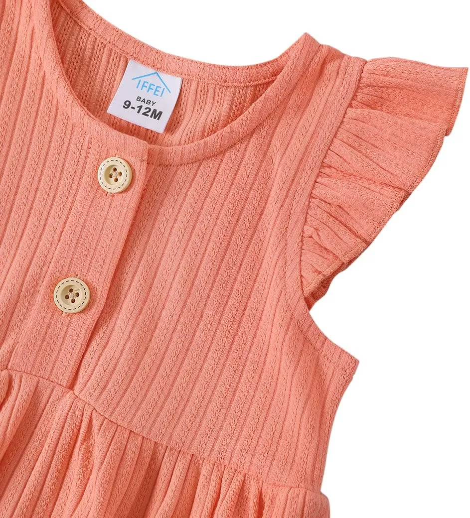 IFFEI Matching Family Dresses Cotton Ruffle Decor Mommy and Me Matching Dress