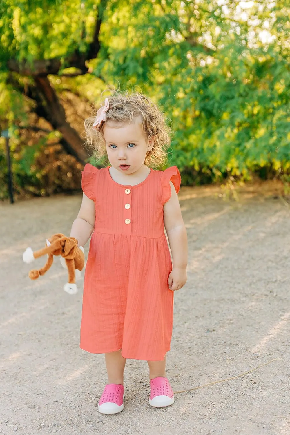 IFFEI Matching Family Dresses Cotton Ruffle Decor Mommy and Me Matching Dress