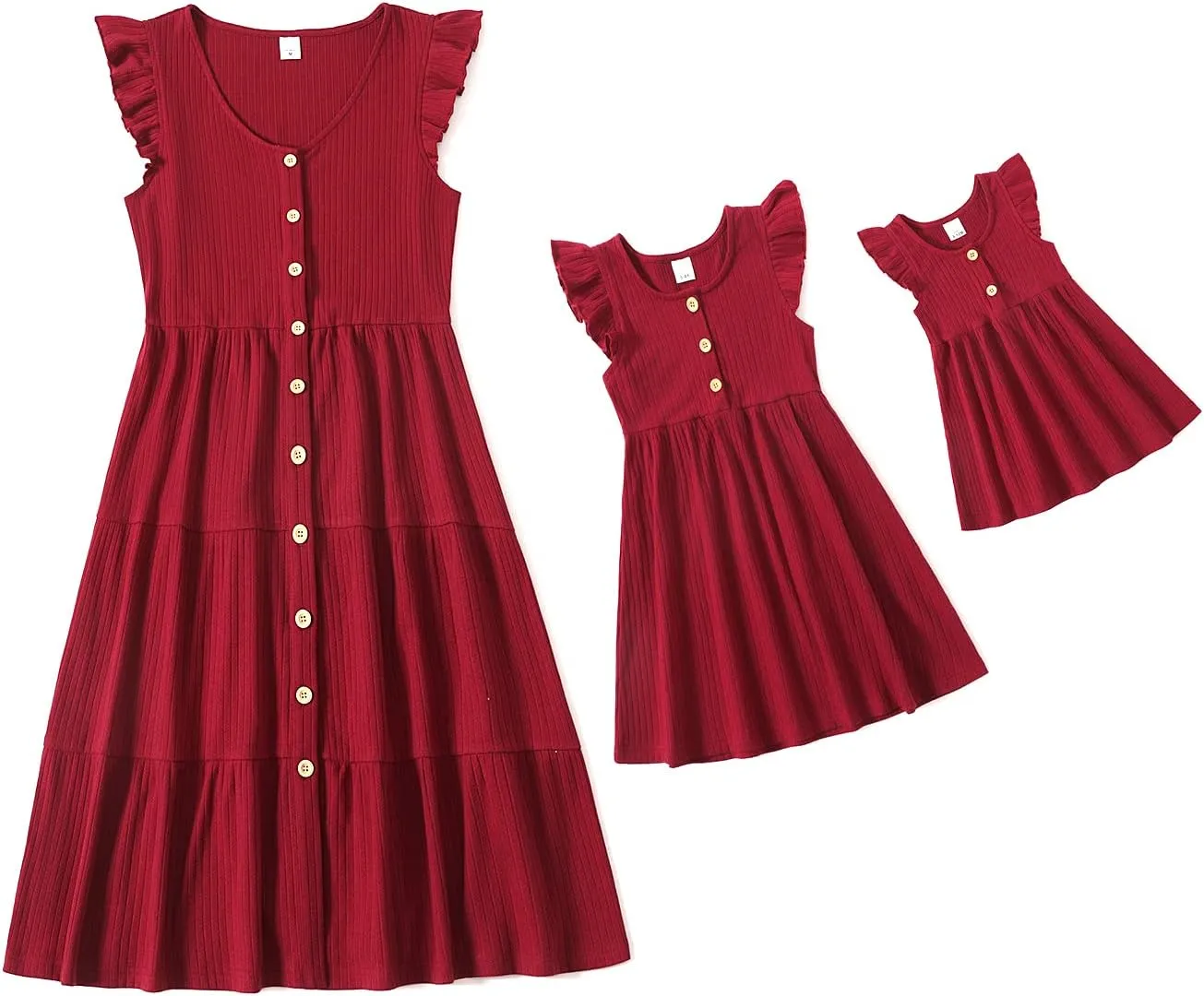 IFFEI Matching Family Dresses Cotton Ruffle Decor Mommy and Me Matching Dress