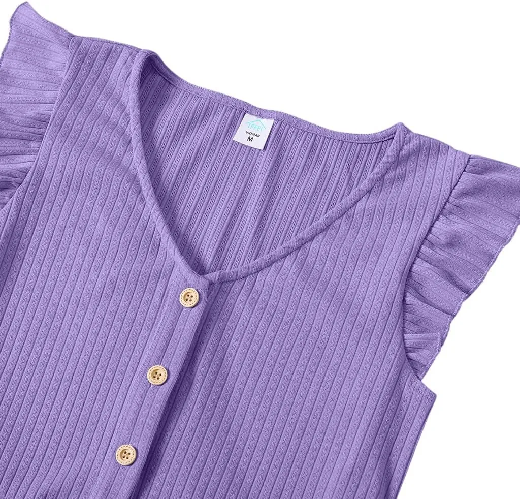 IFFEI Matching Family Dresses Cotton Ruffle Decor Mommy and Me Matching Dress