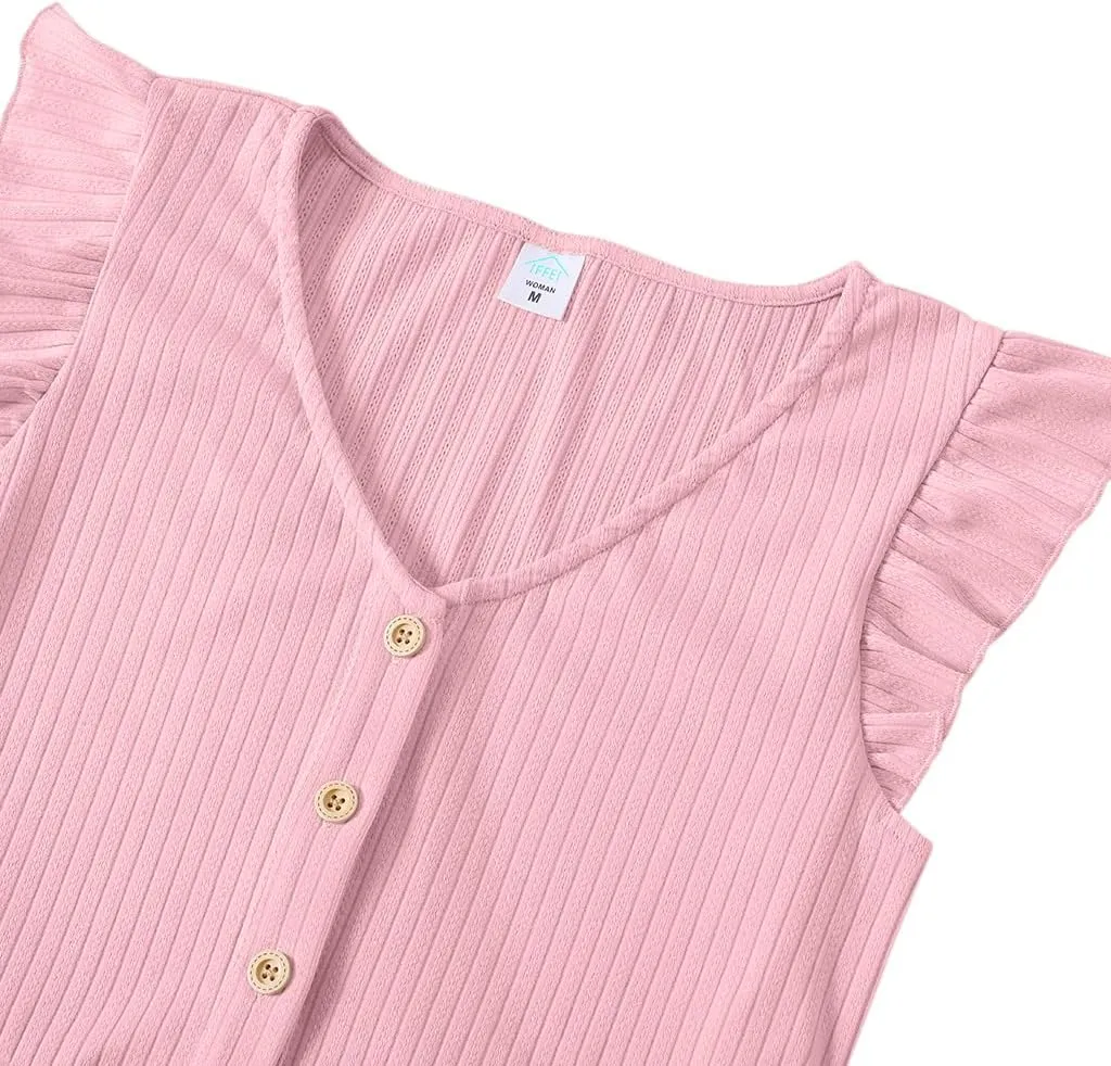 IFFEI Matching Family Dresses Cotton Ruffle Decor Mommy and Me Matching Dress