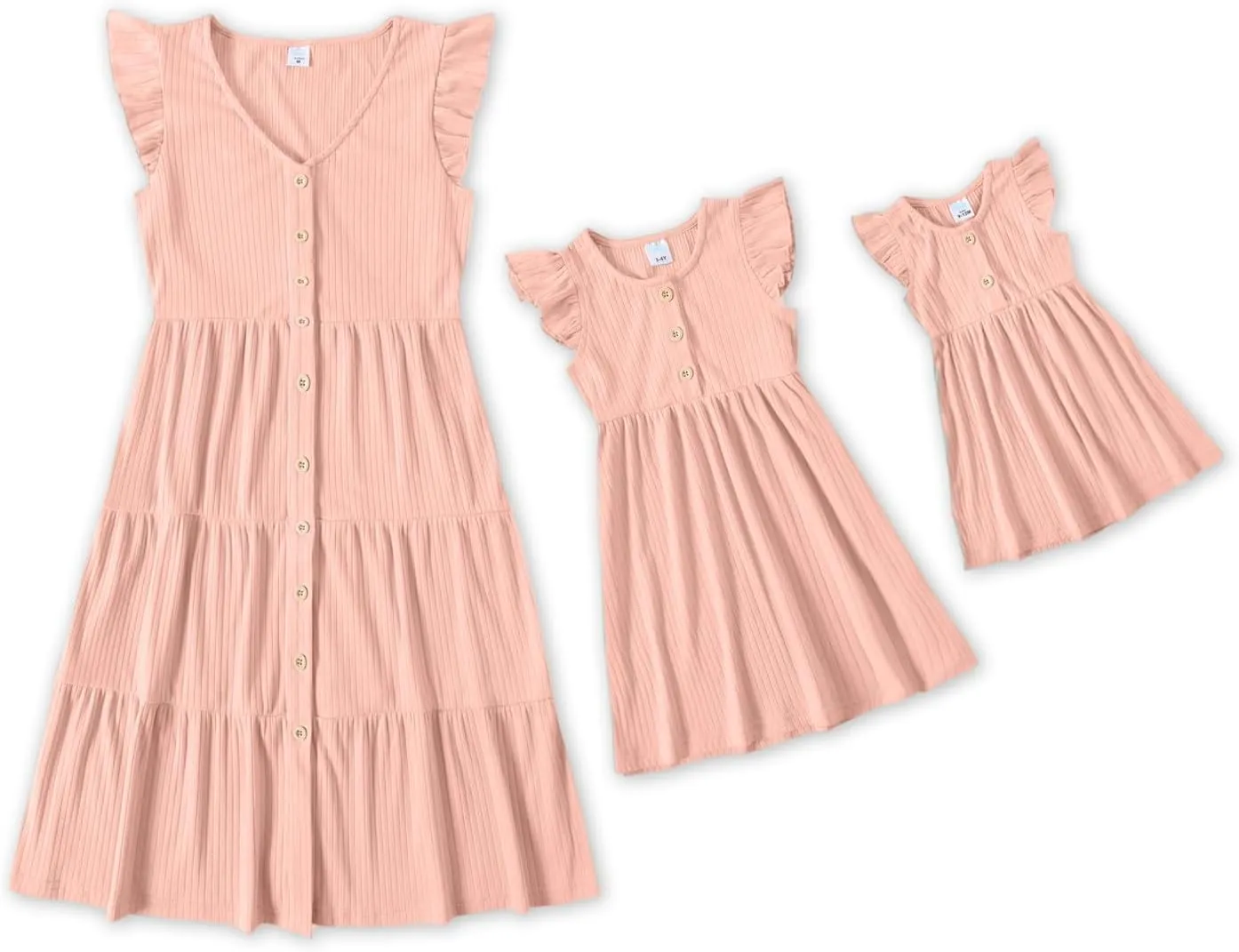 IFFEI Matching Family Dresses Cotton Ruffle Decor Mommy and Me Matching Dress