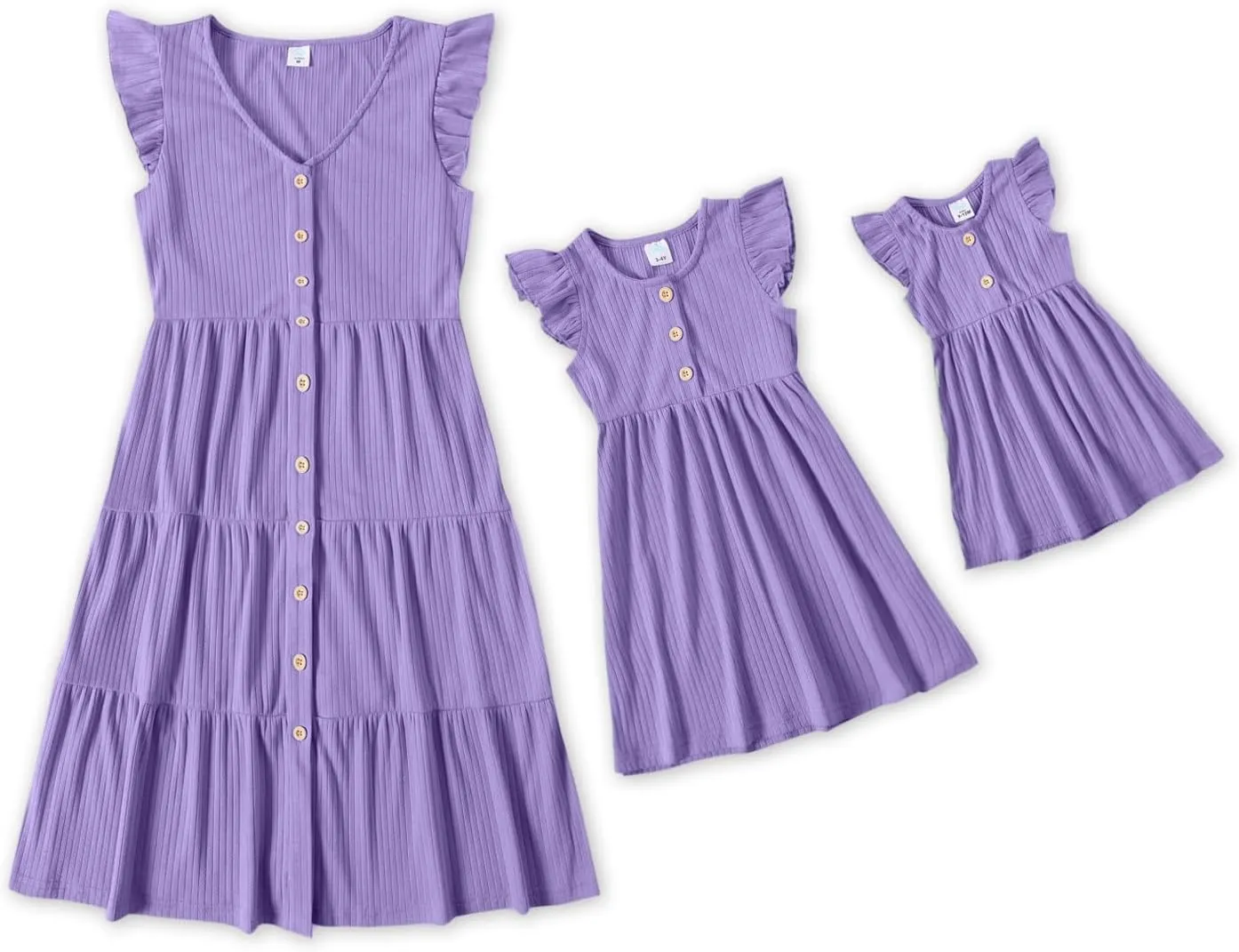 IFFEI Matching Family Dresses Cotton Ruffle Decor Mommy and Me Matching Dress
