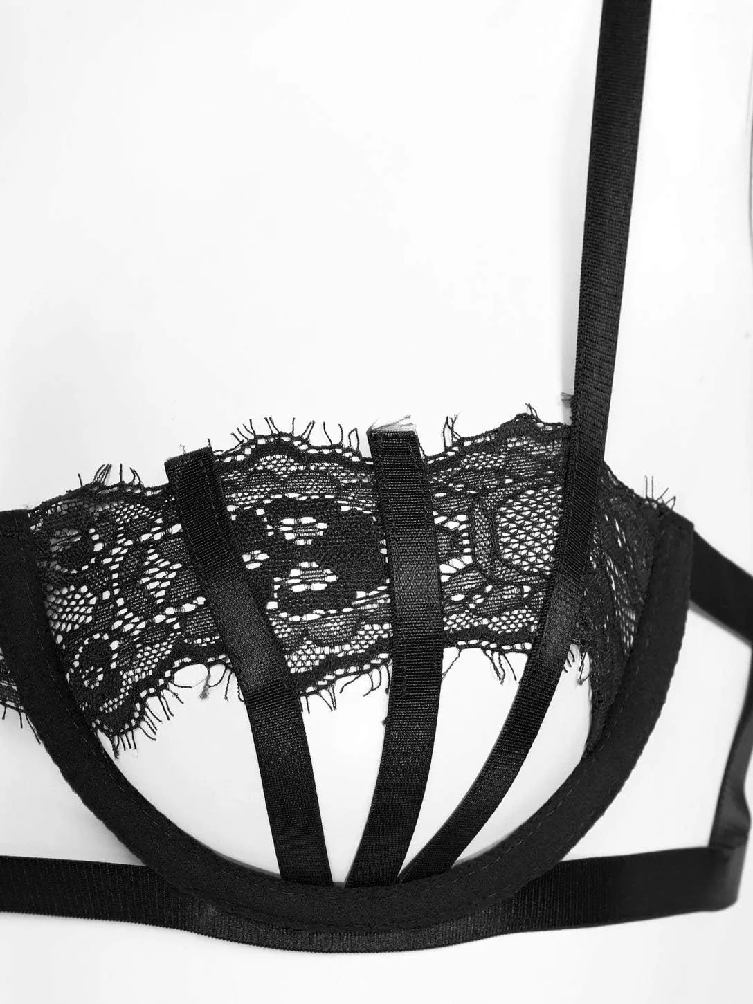 iiniim Women's Lace Bralette Strappy Lingerie Set Bridal Eyelash Bra and Panty Set Mesh Negligee